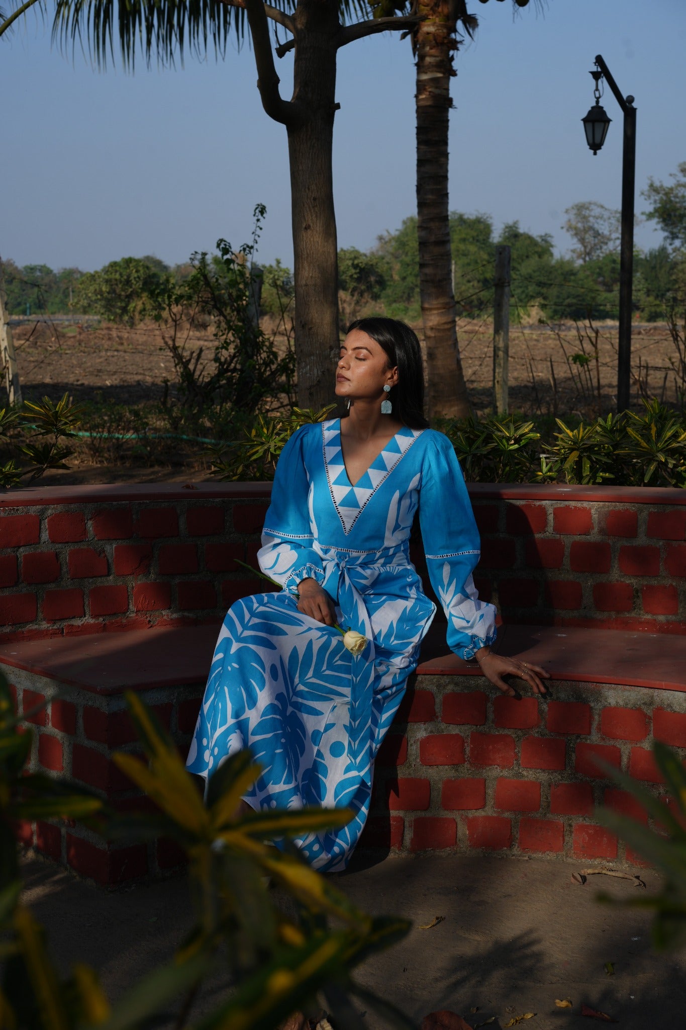 Product Description – Cotton Linen Embroidered Dress