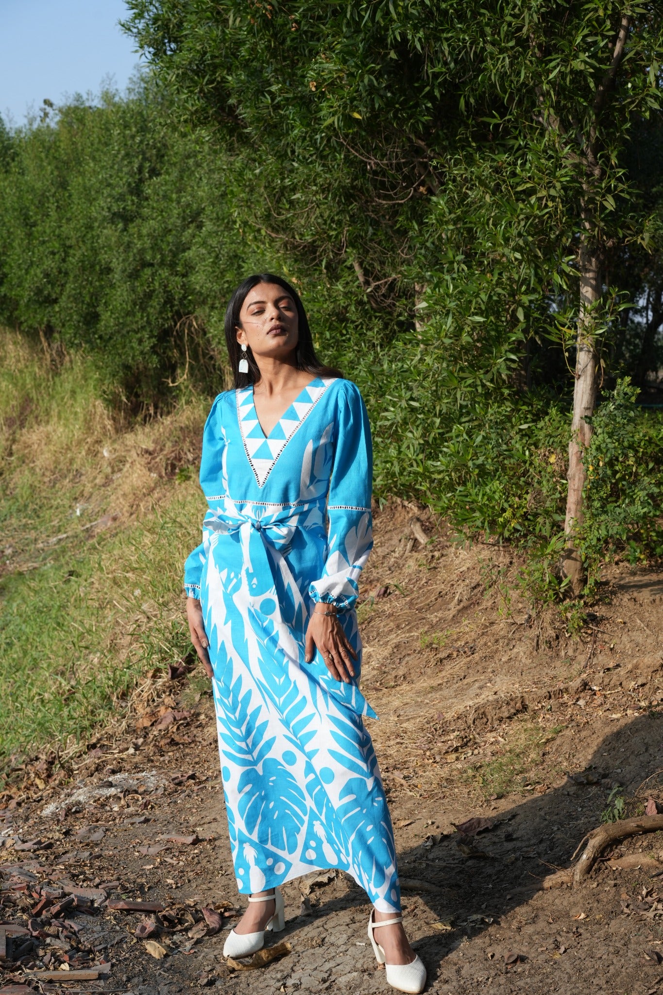 Product Description – Cotton Linen Embroidered Dress