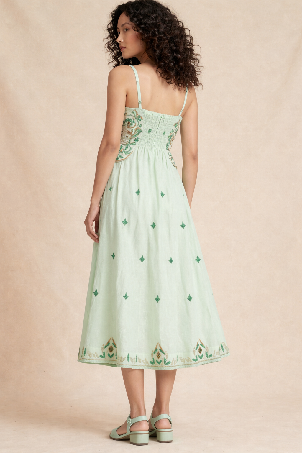 Mint Blossom Embroidered Dress