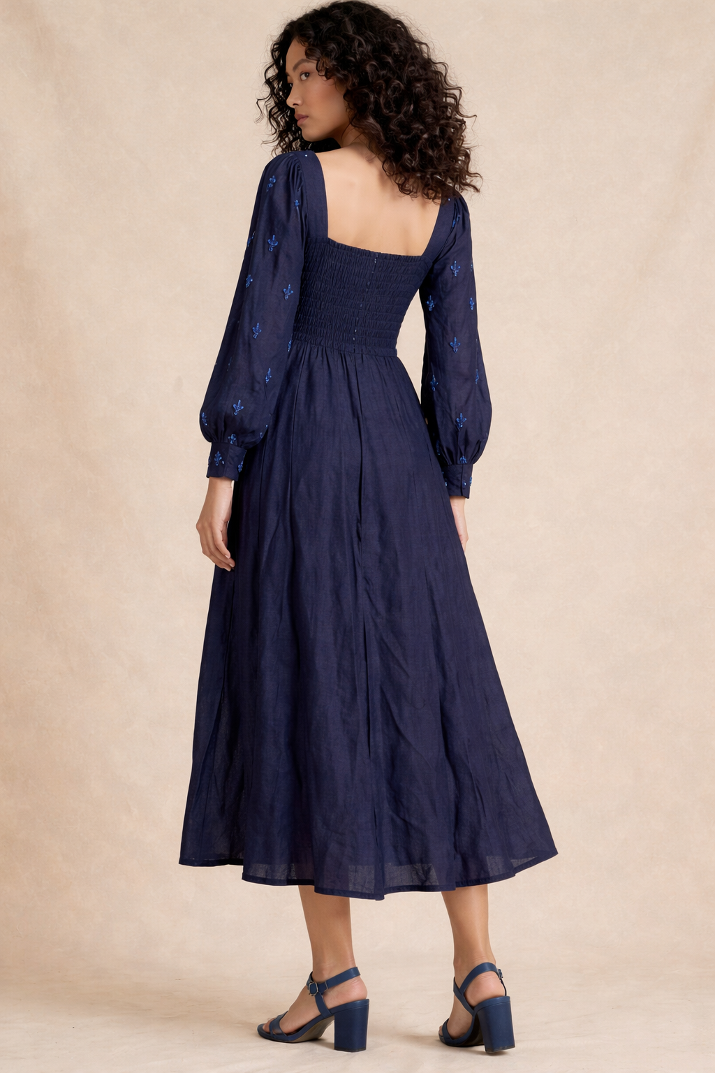 Midnight Bloom Embellished Maxi Dress