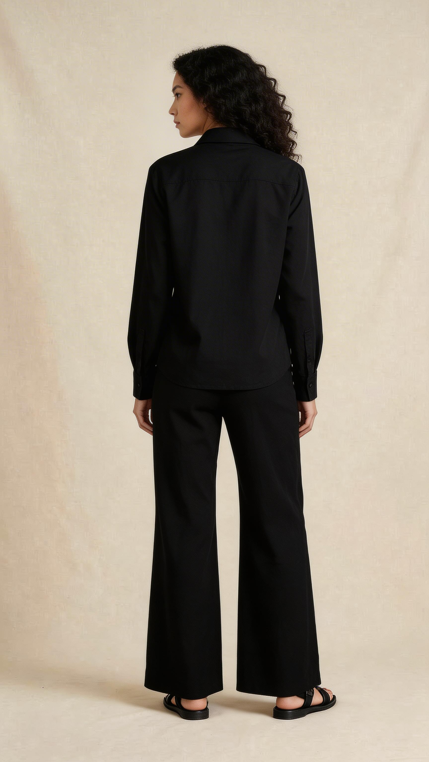 Midnight Black Embellished Linen Co-Ord Set