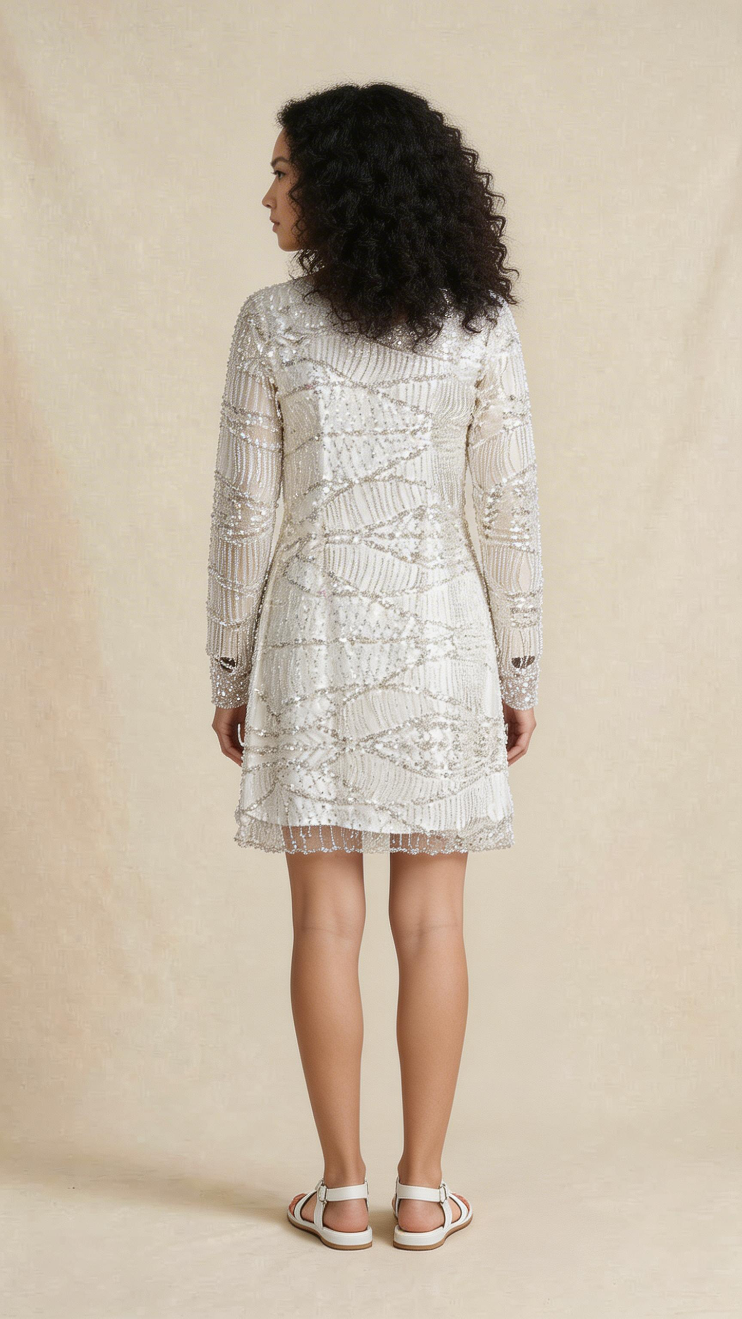 Ivory Crystal Embellished Mini Dress