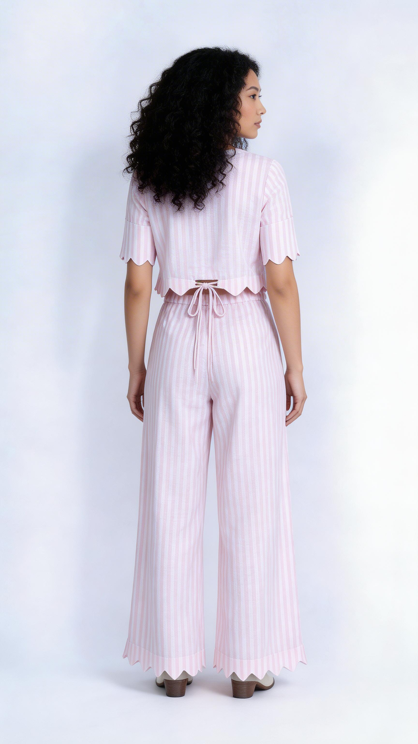 Pink Stripe Scallop Co-ord Set