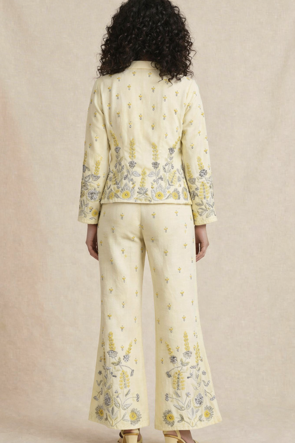Soft Yellow Embroidered Co-ord Set