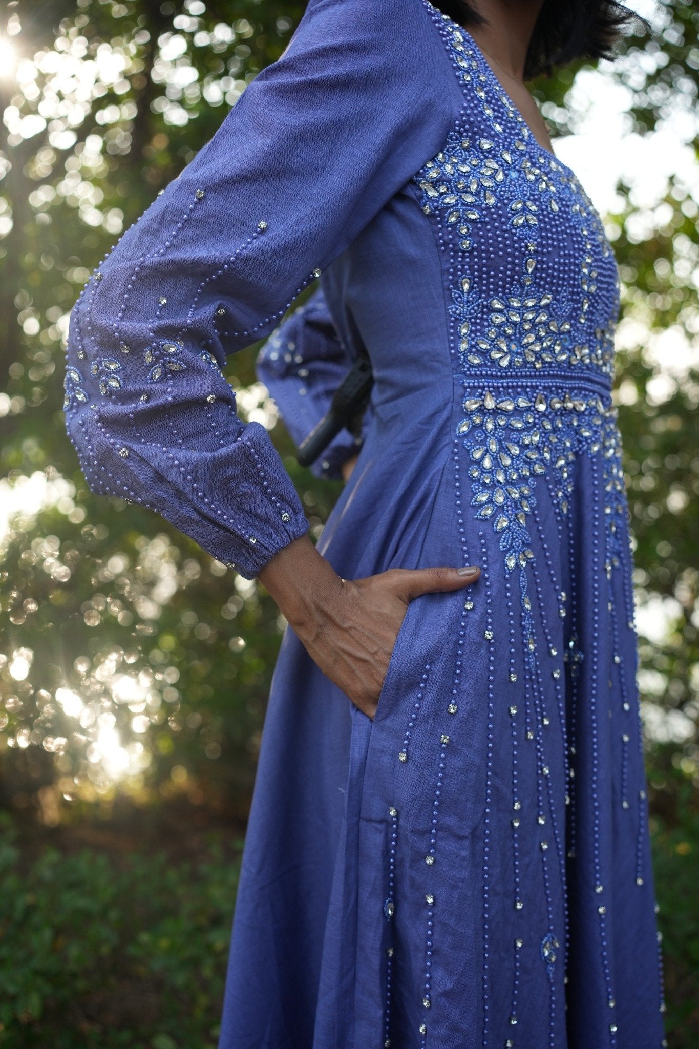 Future Dusk Embellished Linen Gown – Elegance in Every Thread