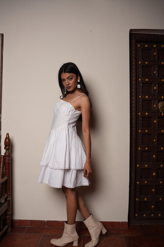 White Linen Tiered Dress