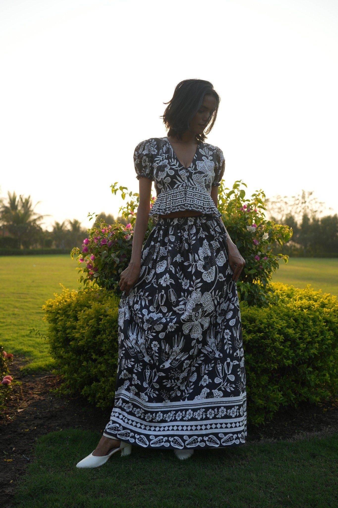 Black & White Printed Maxi Dress – Timeless Elegance with a Modern Twist