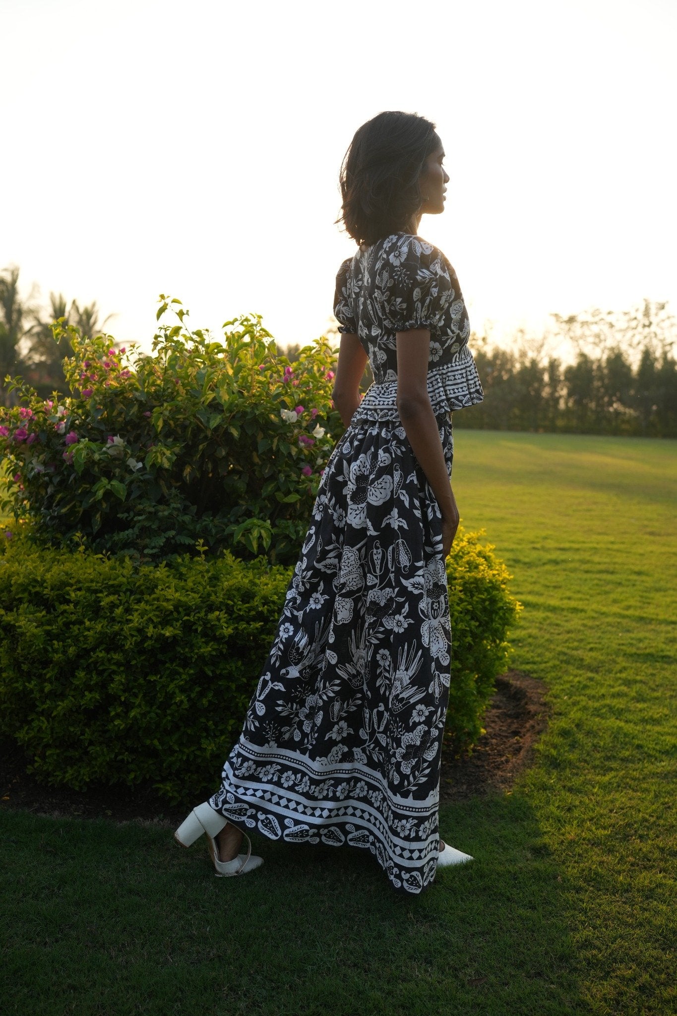 Black & White Printed Maxi Dress – Timeless Elegance with a Modern Twist