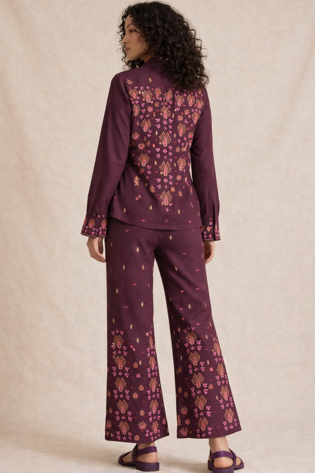 Plum Embroidered Co-ord Set