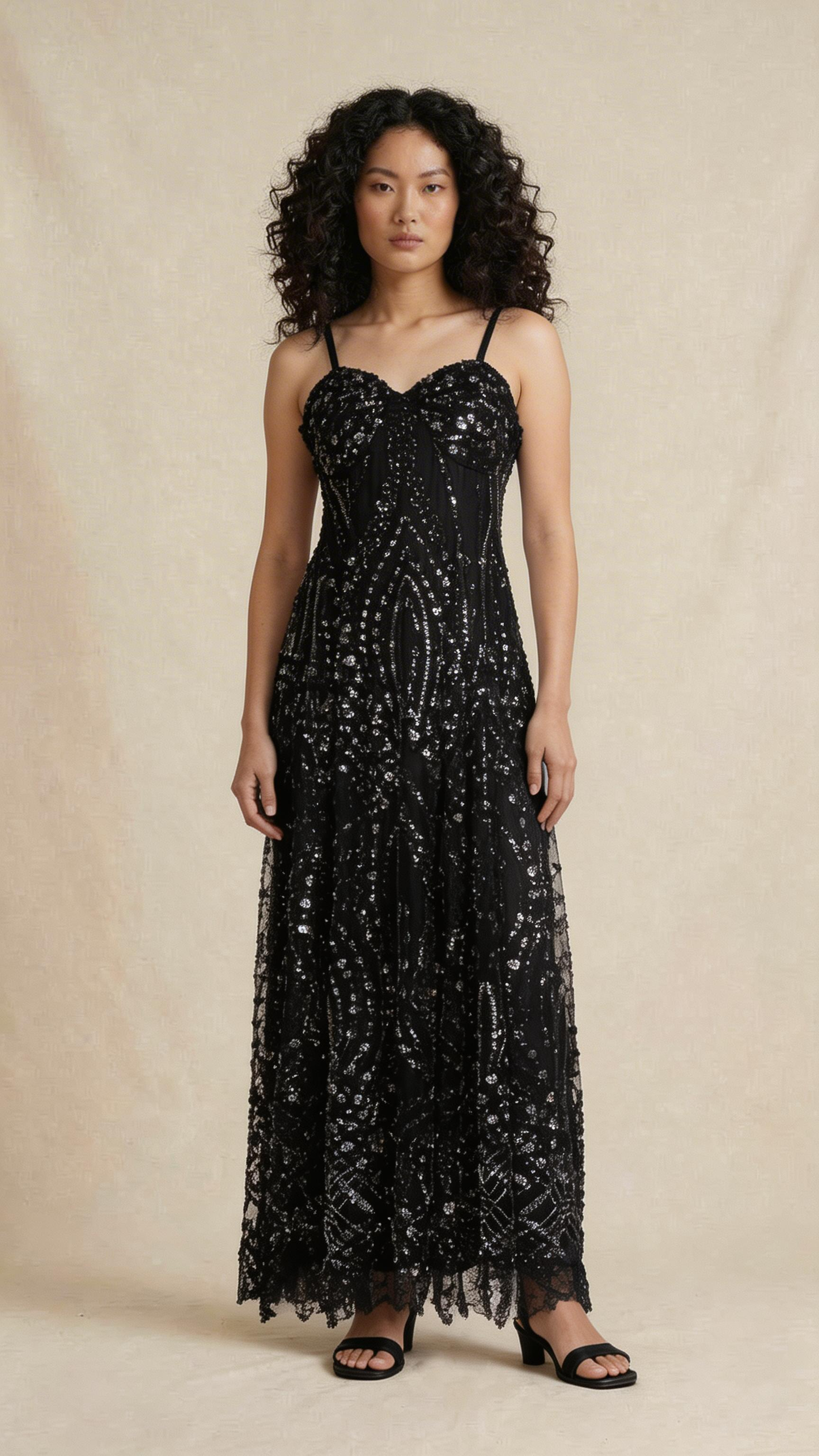 Black Sequin Evening Gown