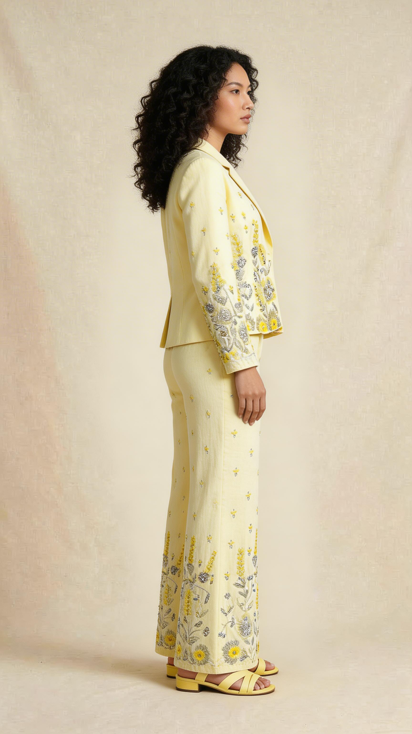 Soft Yellow Embroidered Co-ord Set