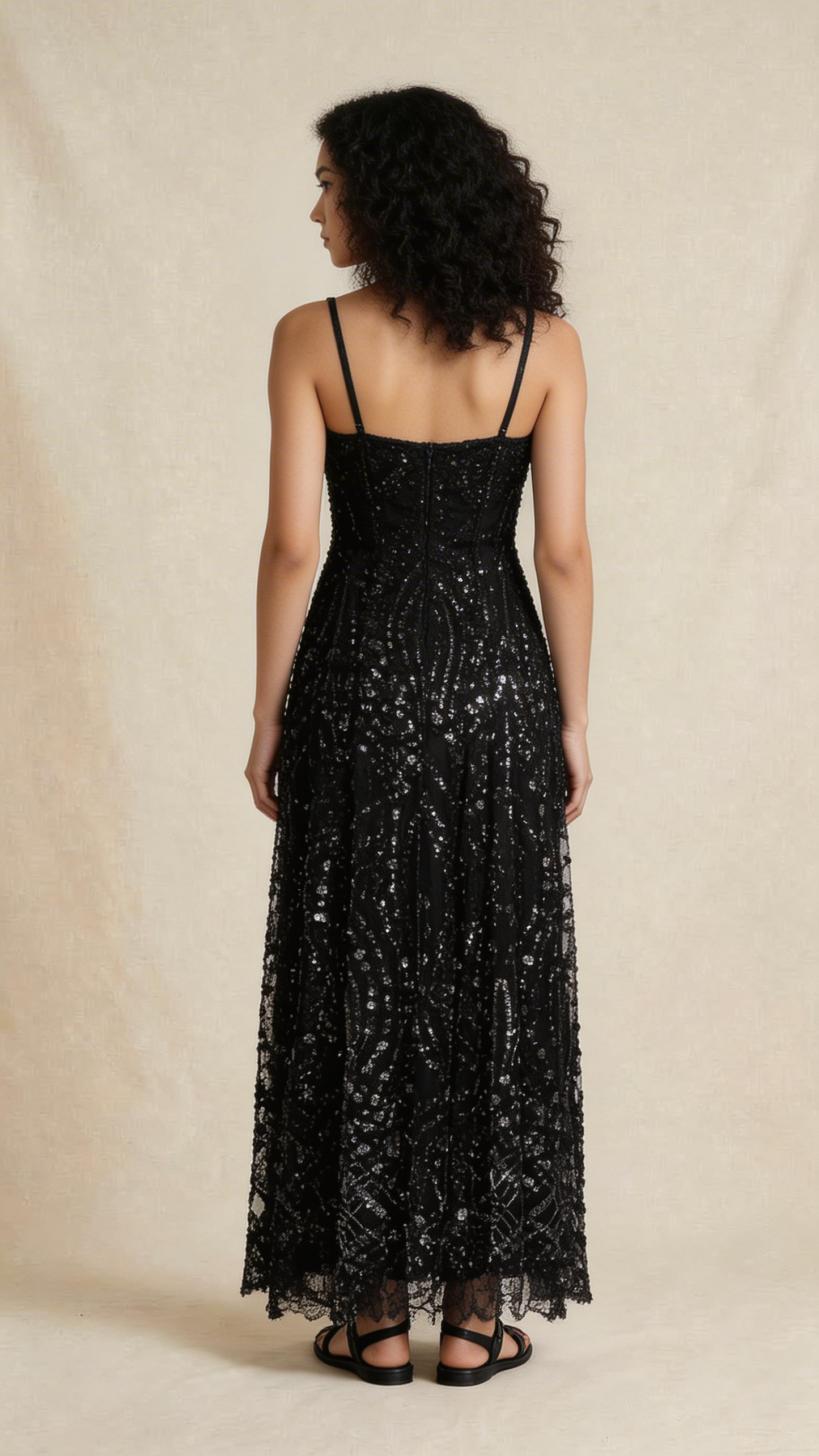 Black Sequin Evening Gown