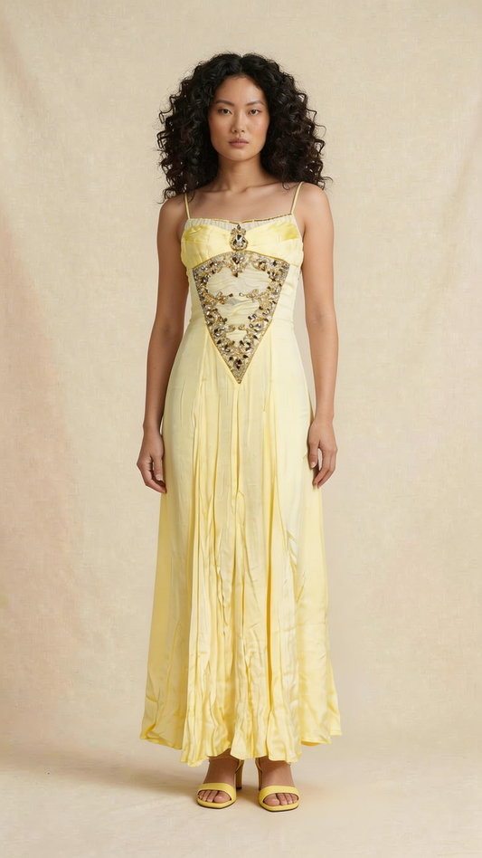 Yellow Embellished Maxi Dress