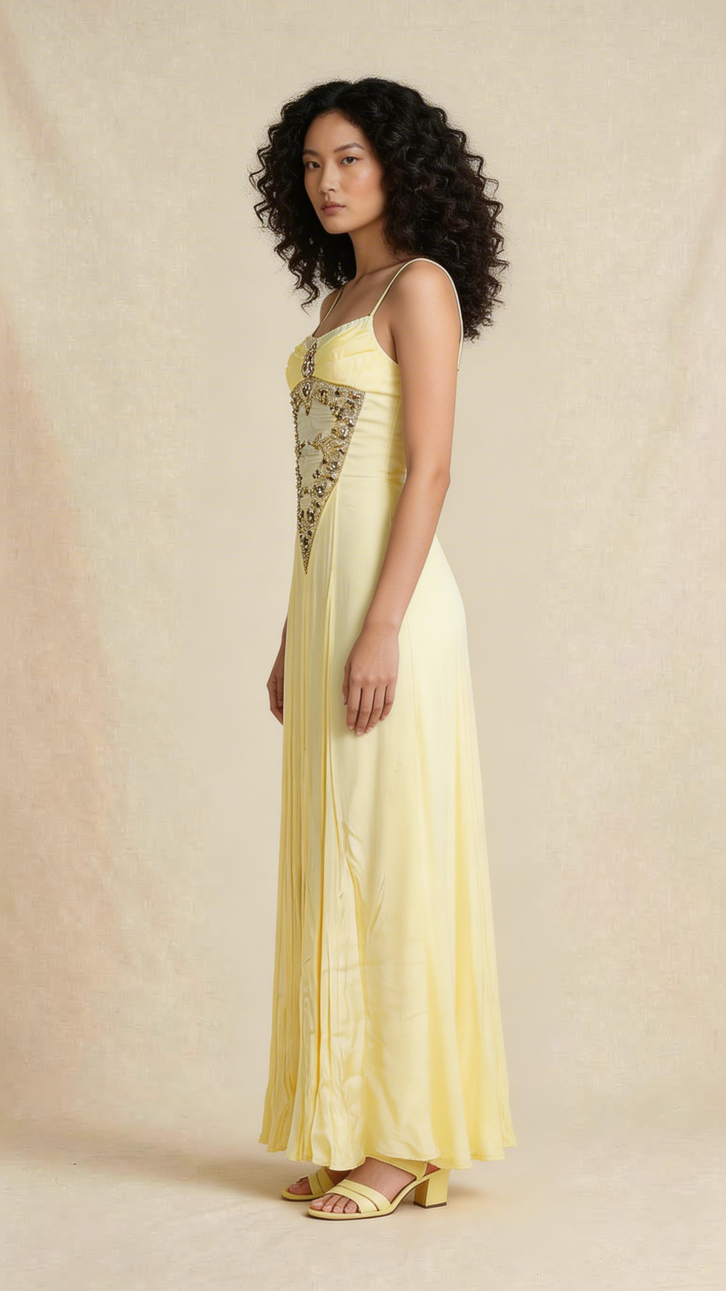 Yellow Embellished Maxi Dress