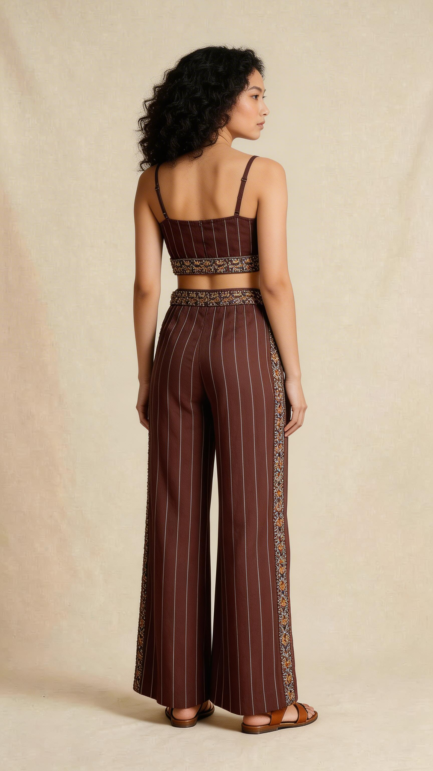 Brown Embellished Co-ord Set