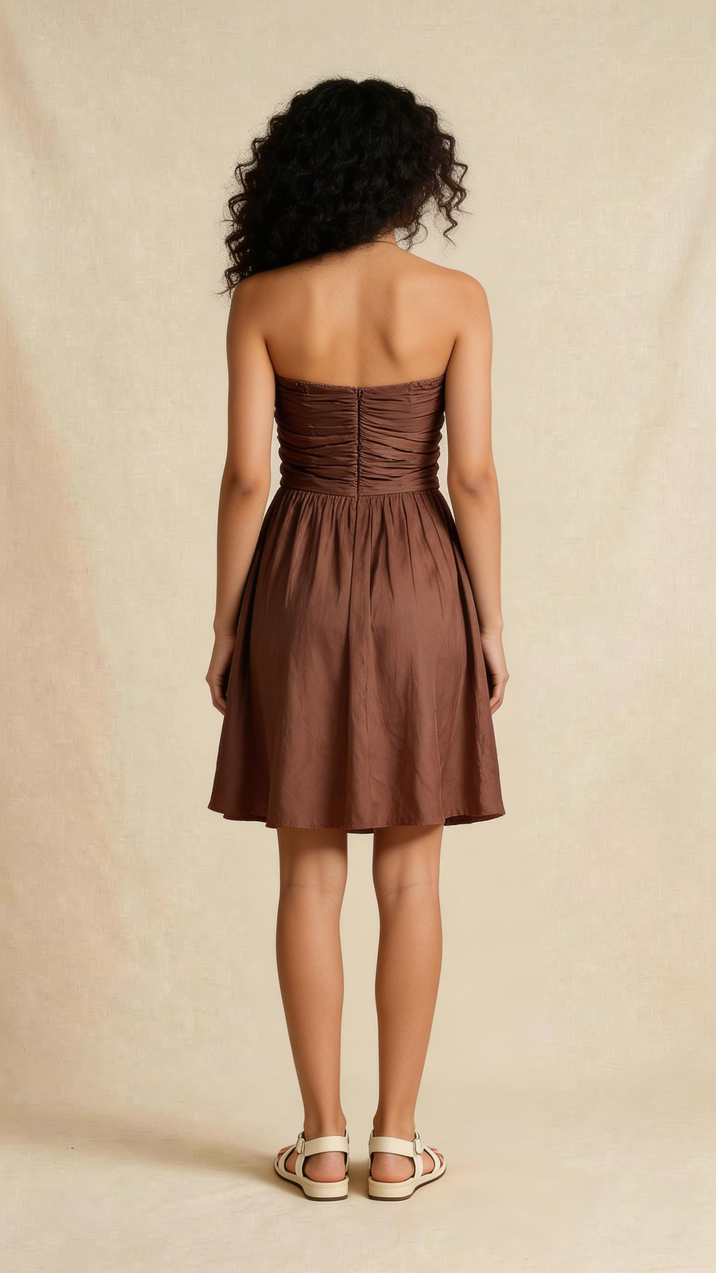 Brown Strapless Mini Dress