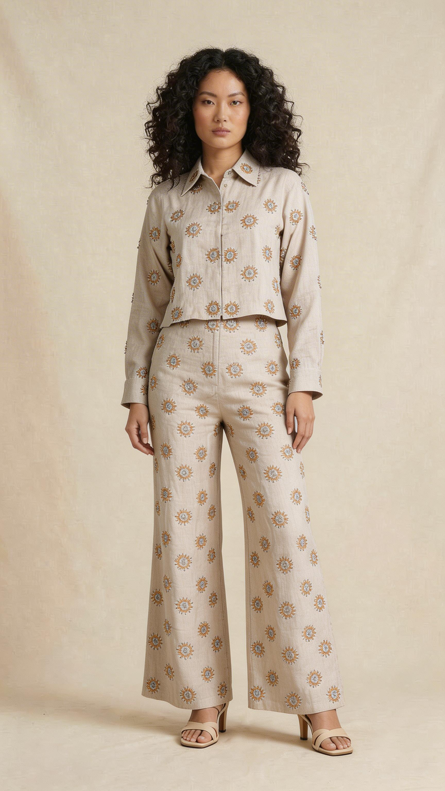 Beige Embellished Co-ord Set