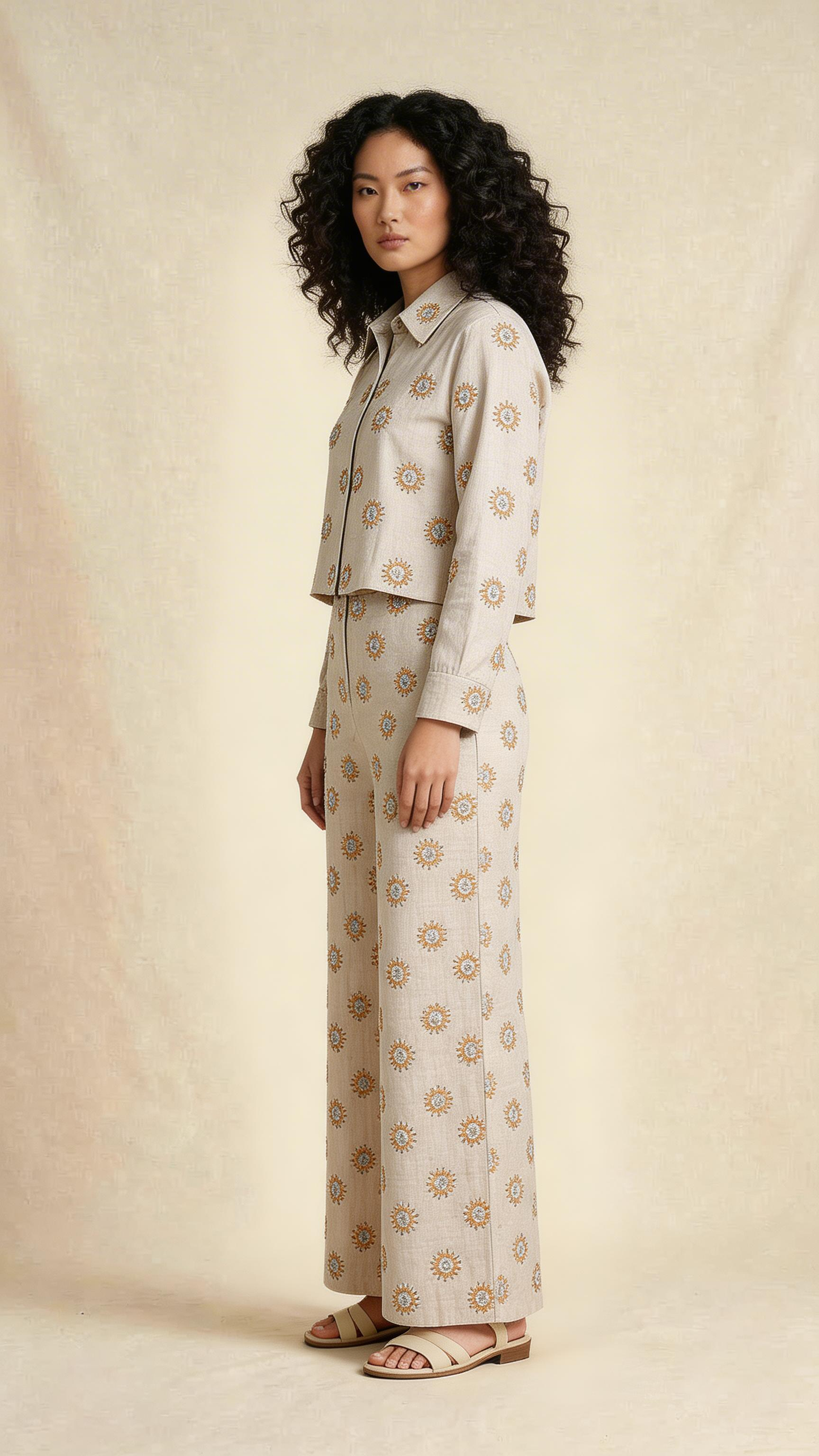 Beige Embellished Co-ord Set