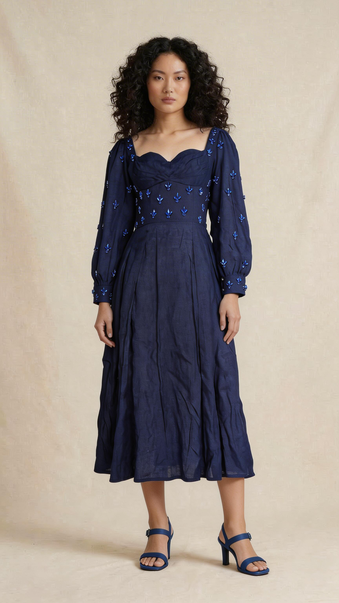 Midnight Bloom Embellished Maxi Dress