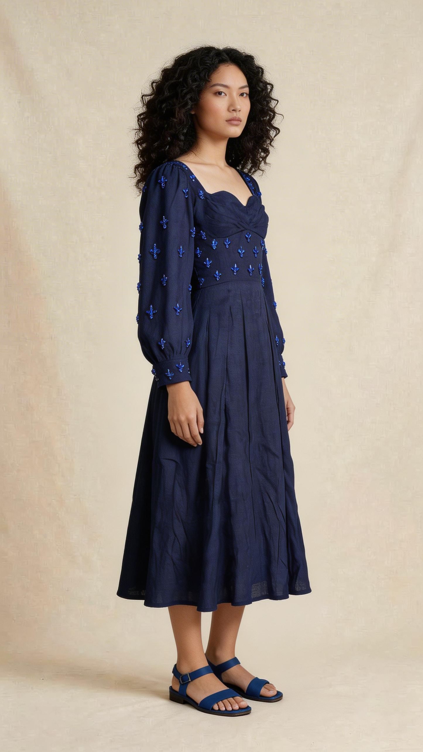 Midnight Bloom Embellished Maxi Dress