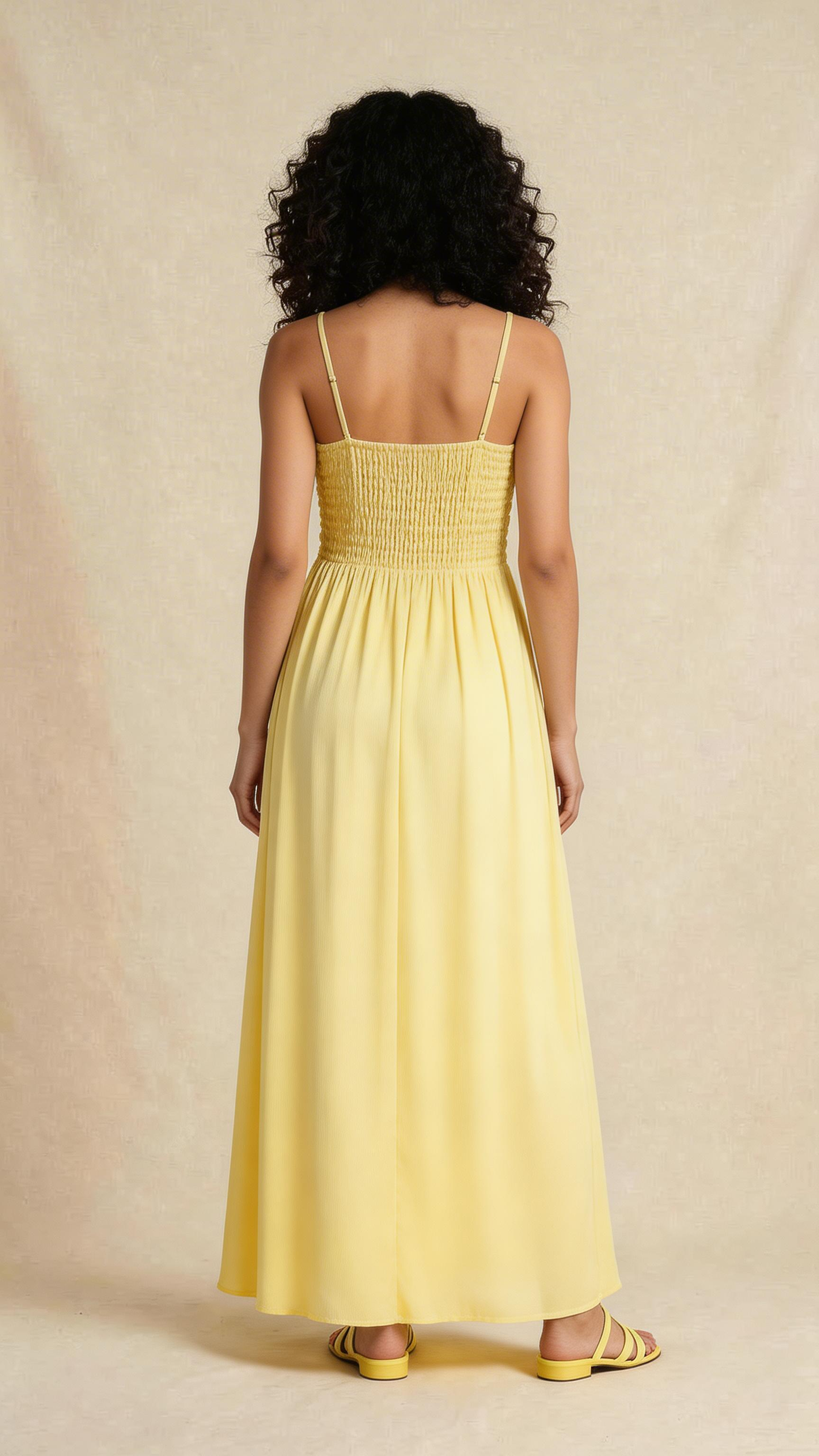 Hand-Embroidered Lemon Chiffon Gown