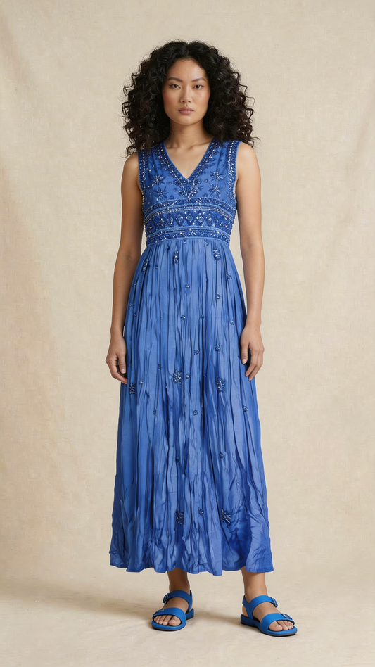 Royal Blue Embellished Maxi Dress