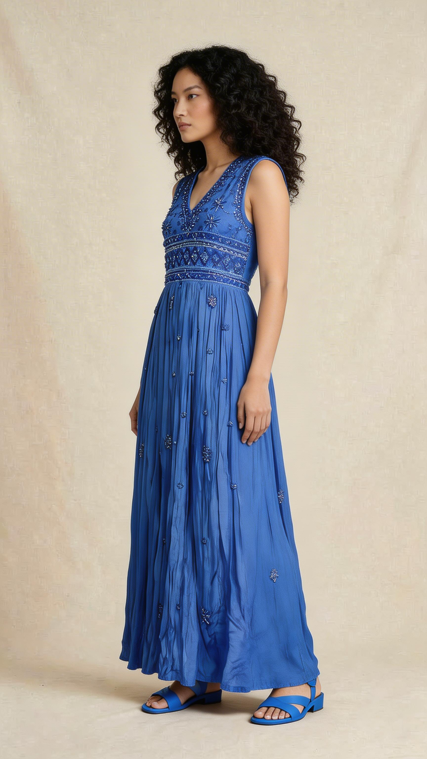 Royal Blue Embellished Maxi Dress