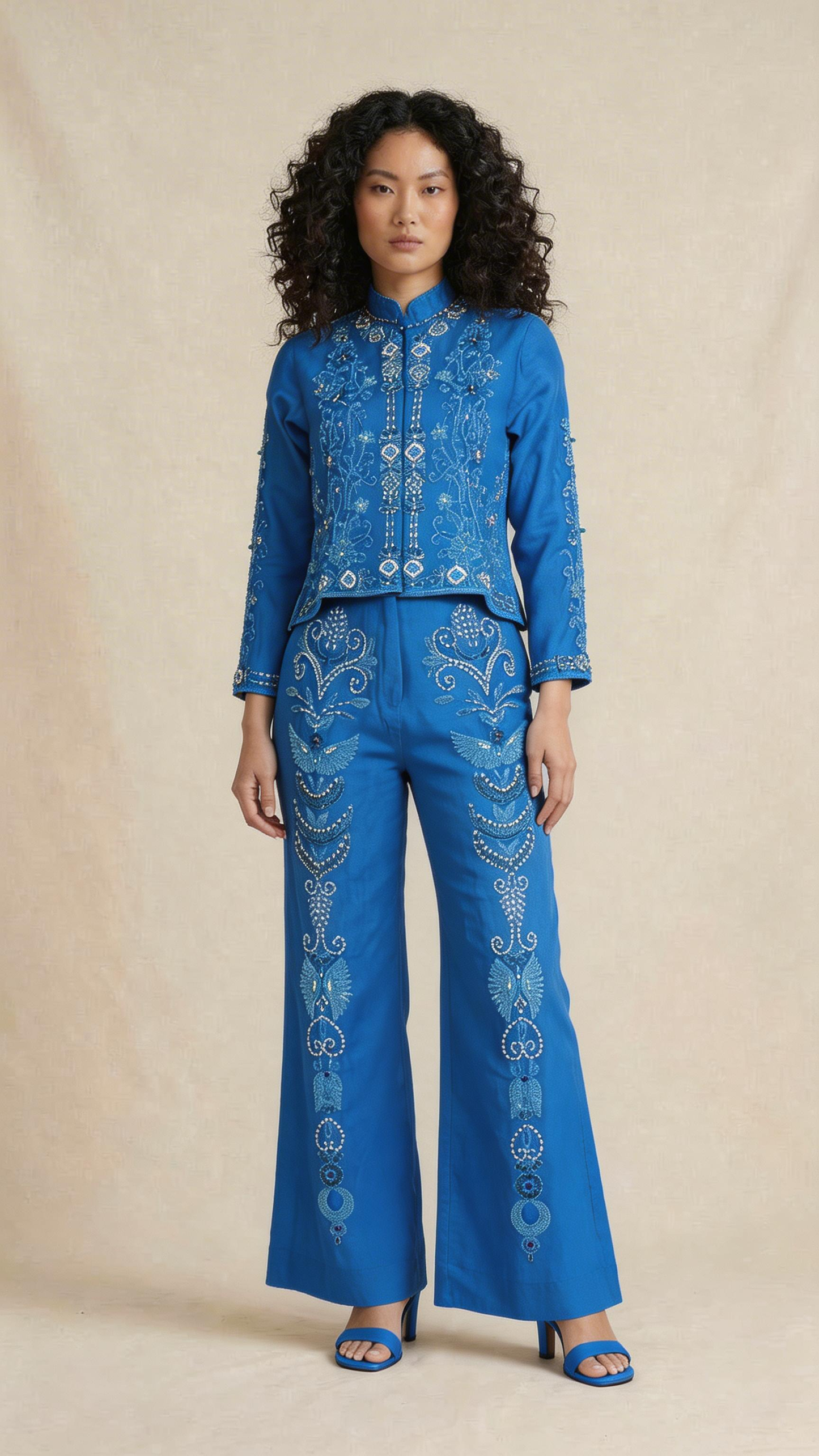 Blue Embroidered Co-ord Set