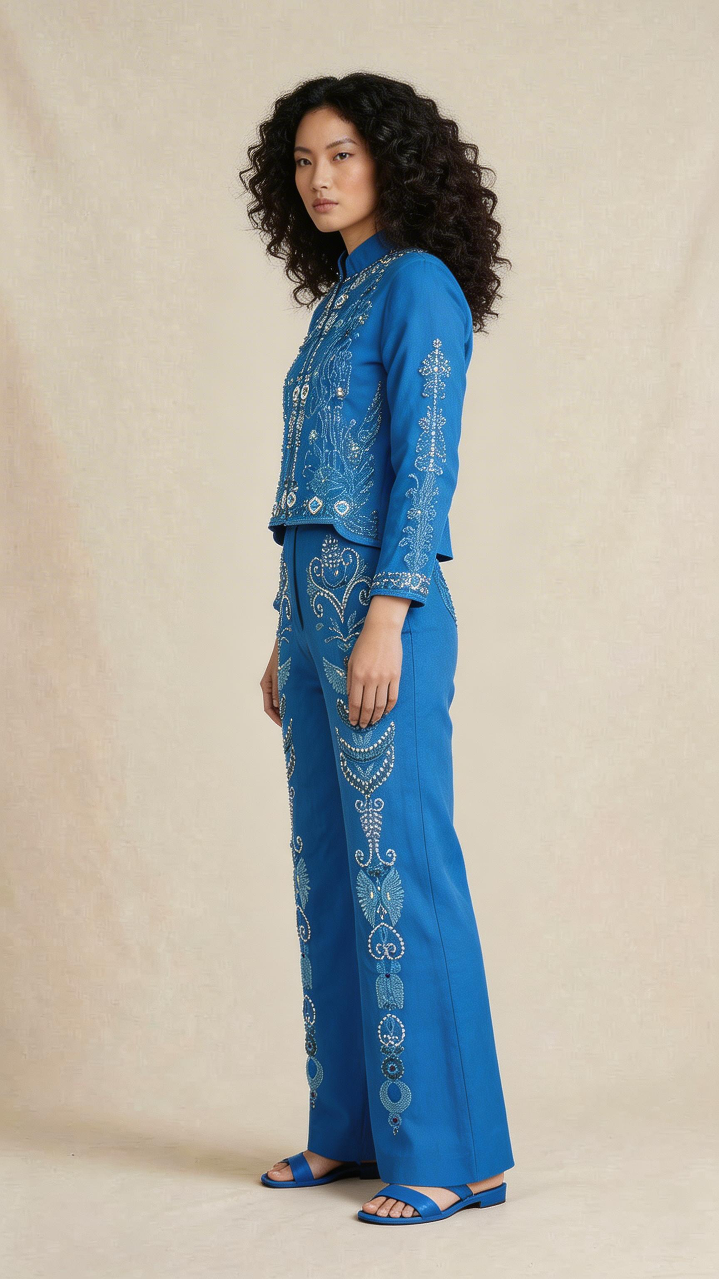 Blue Embroidered Co-ord Set