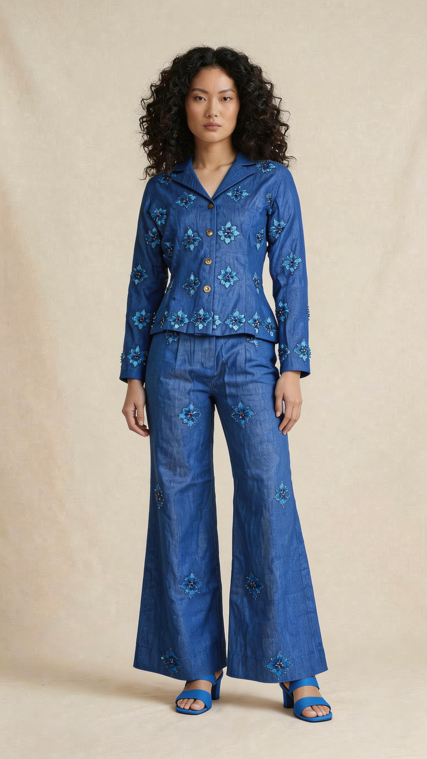Sapphire Blue Embellished Co-ord Set