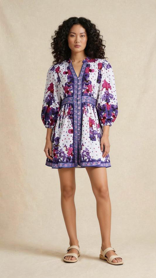 Floral Printed Belted Mini Dress