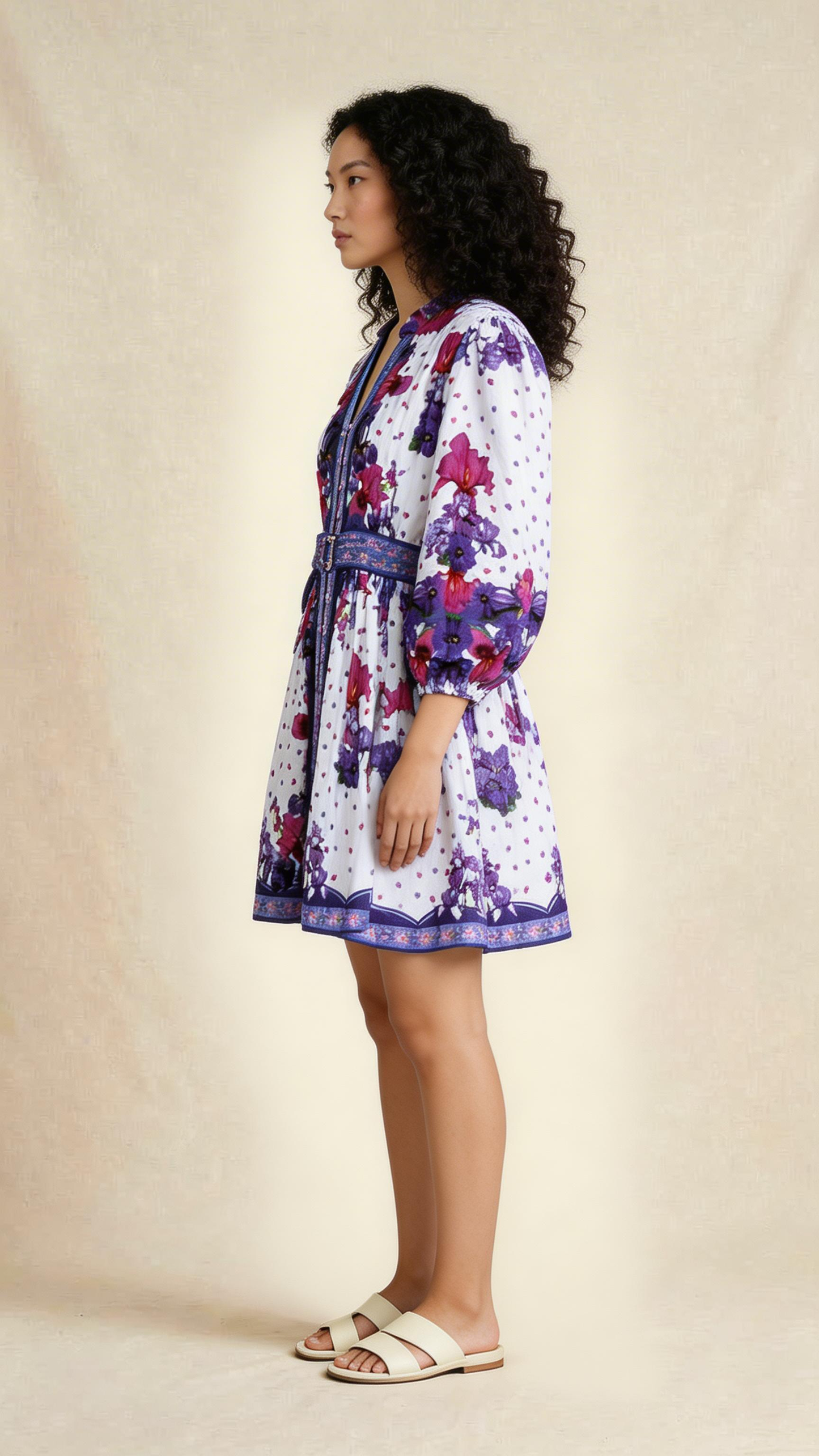 Floral Printed Belted Mini Dress