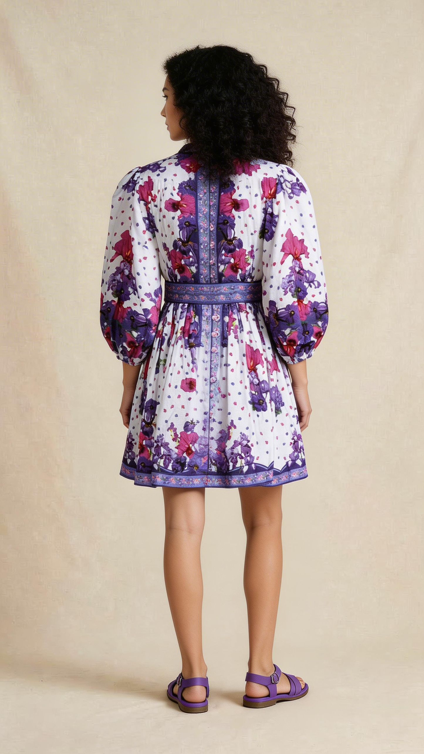 Floral Printed Belted Mini Dress