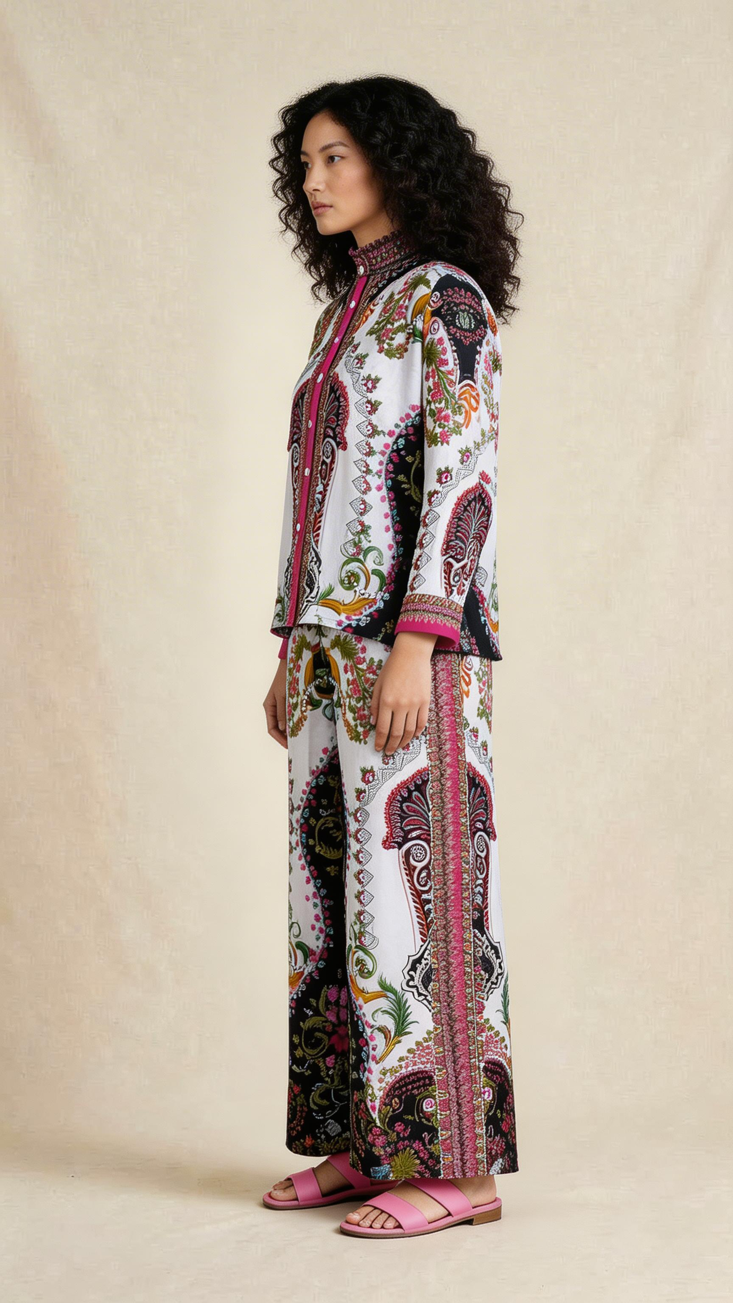 Paisley Floral Printed Shirt & Pants Set