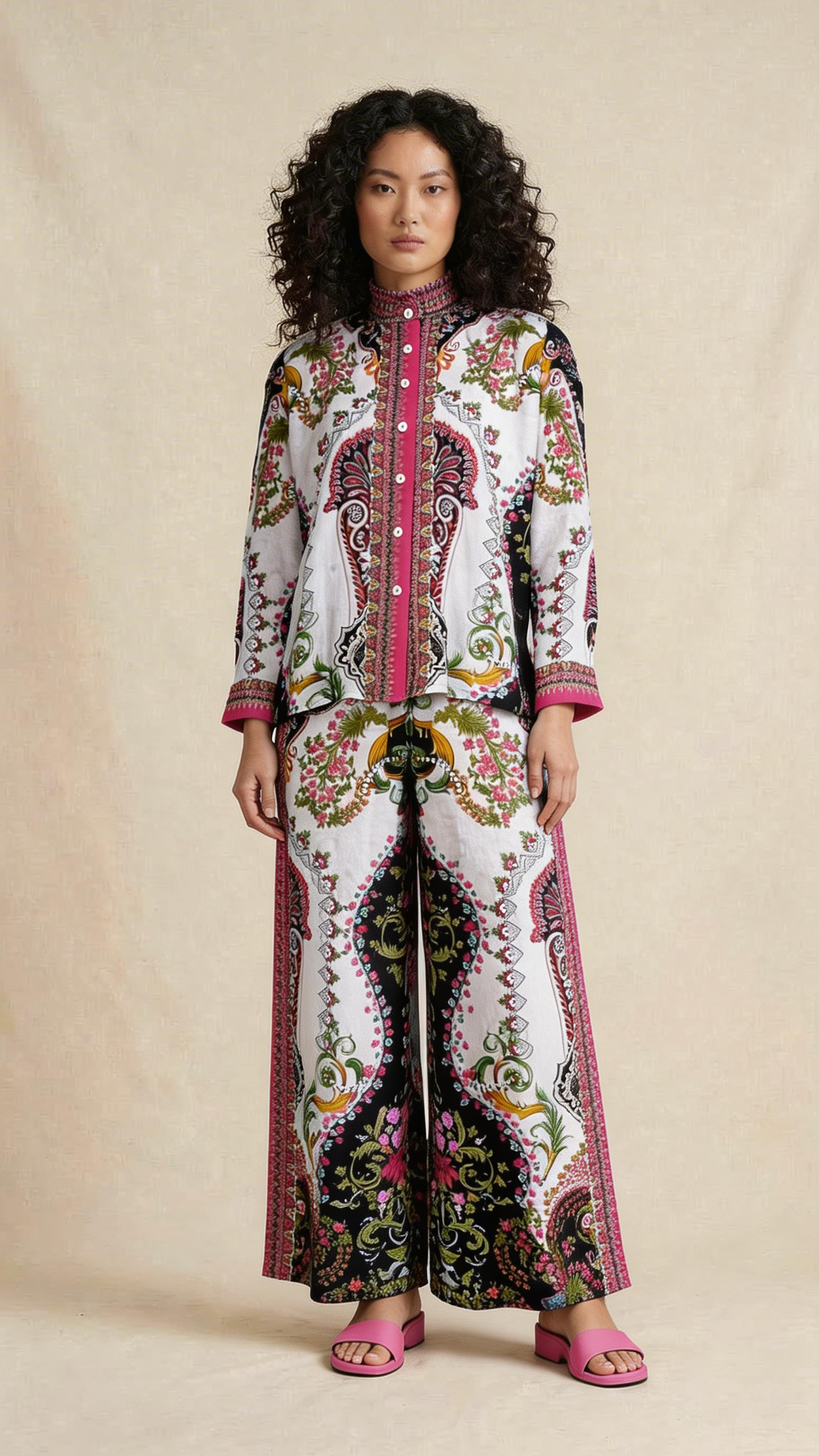 Paisley Floral Printed Shirt & Pants Set