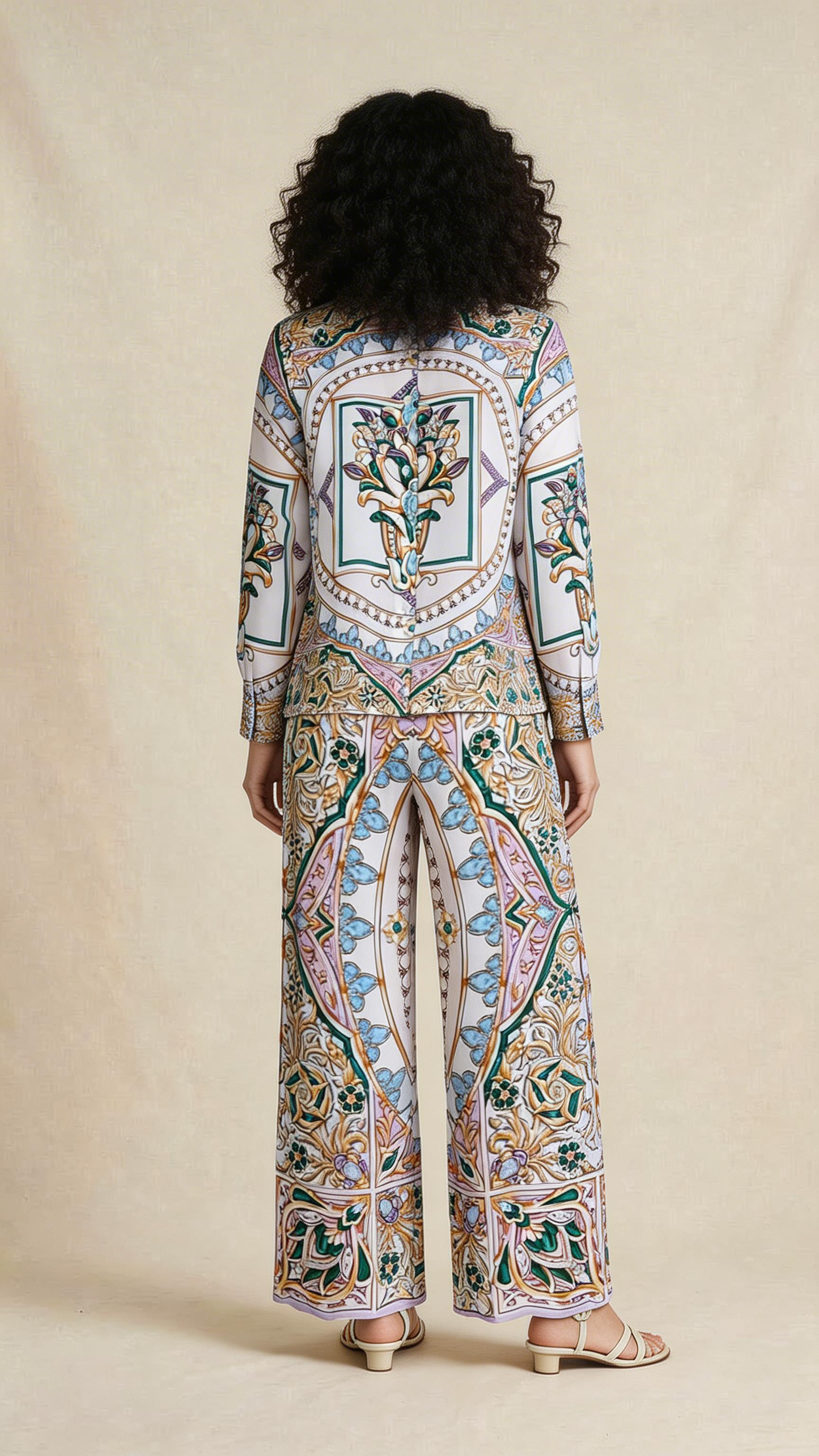 Ornate Multicolor Baroque Co-ord Set