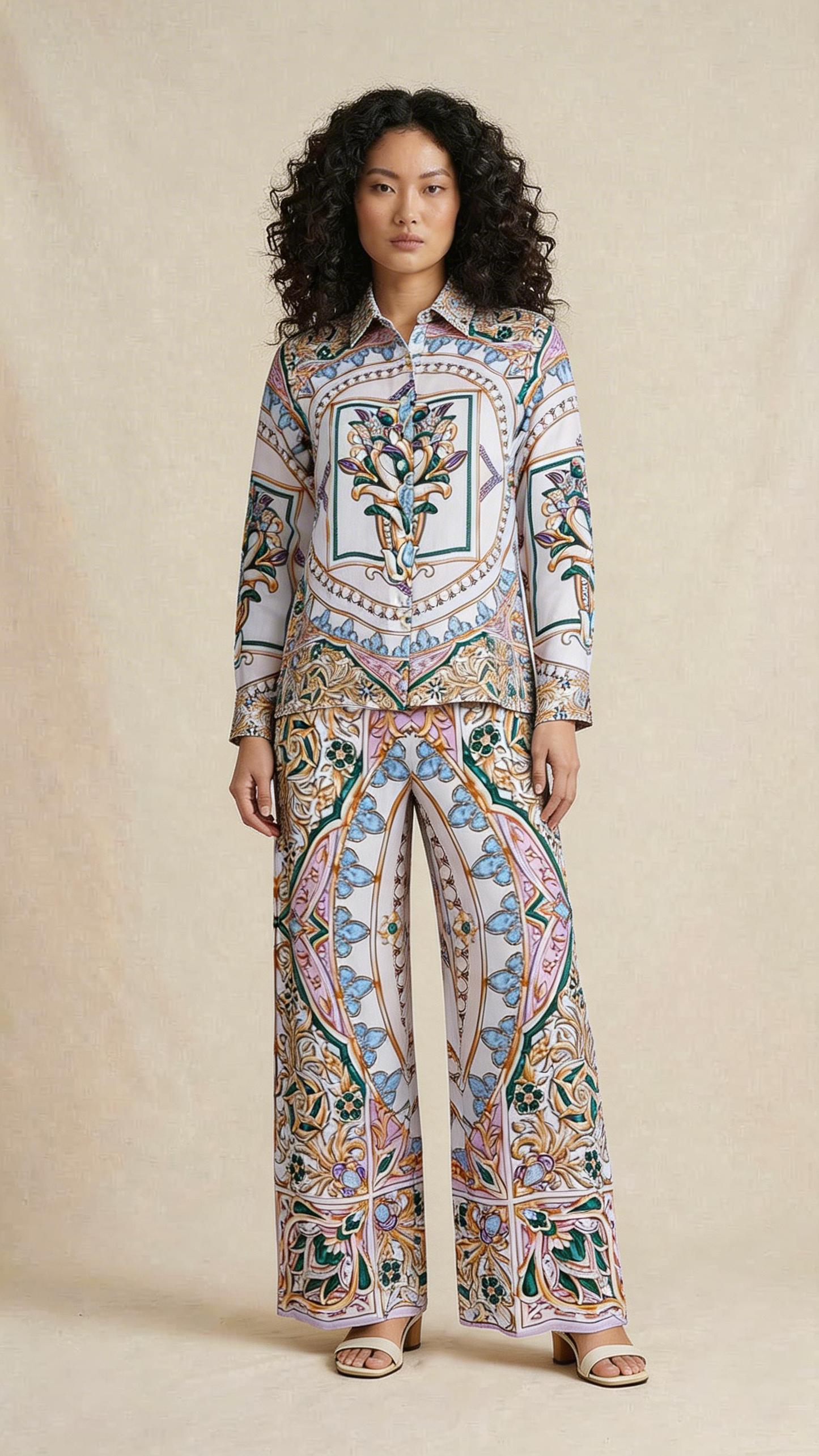 Ornate Multicolor Baroque Co-ord Set