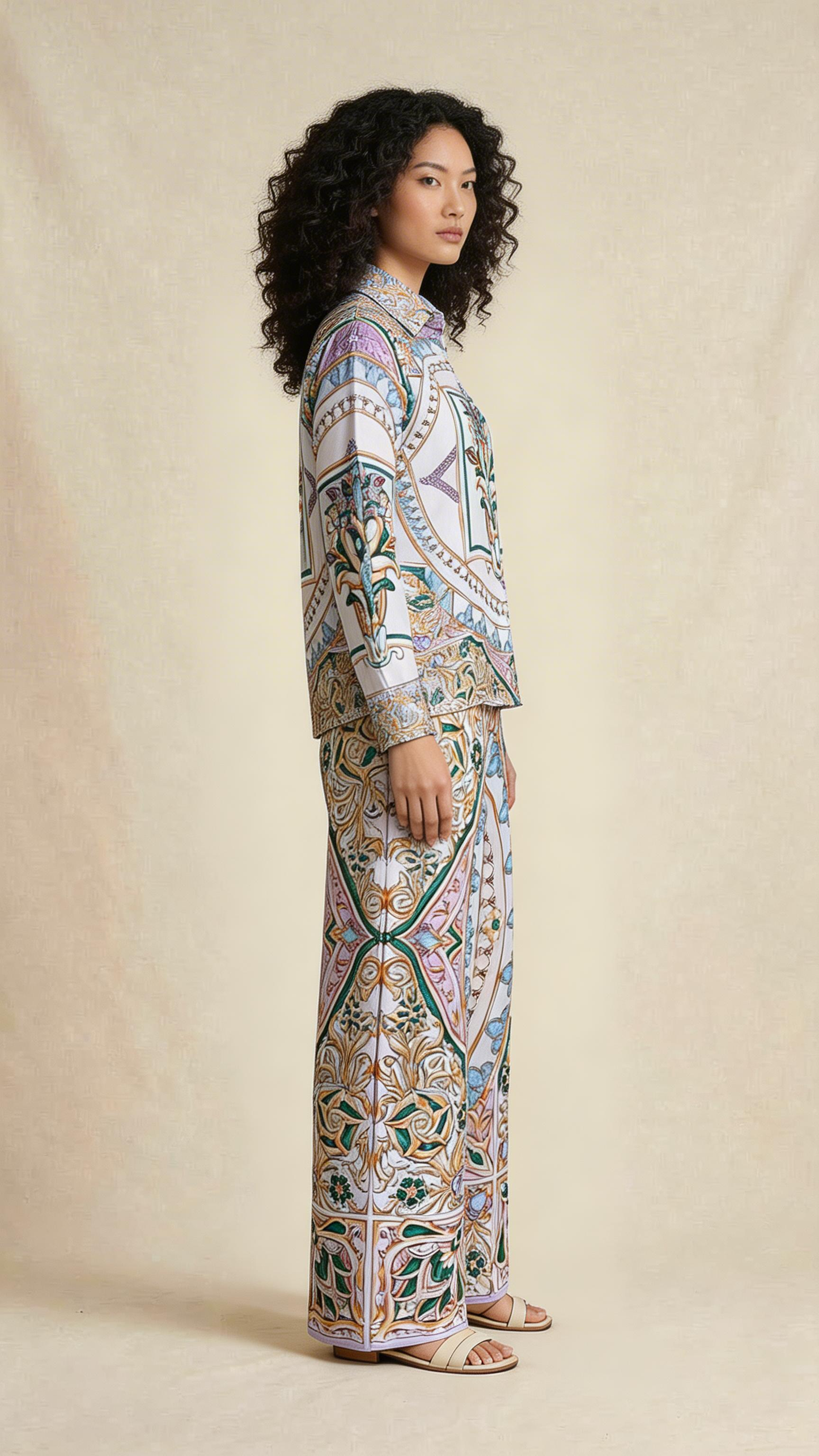 Ornate Multicolor Baroque Co-ord Set