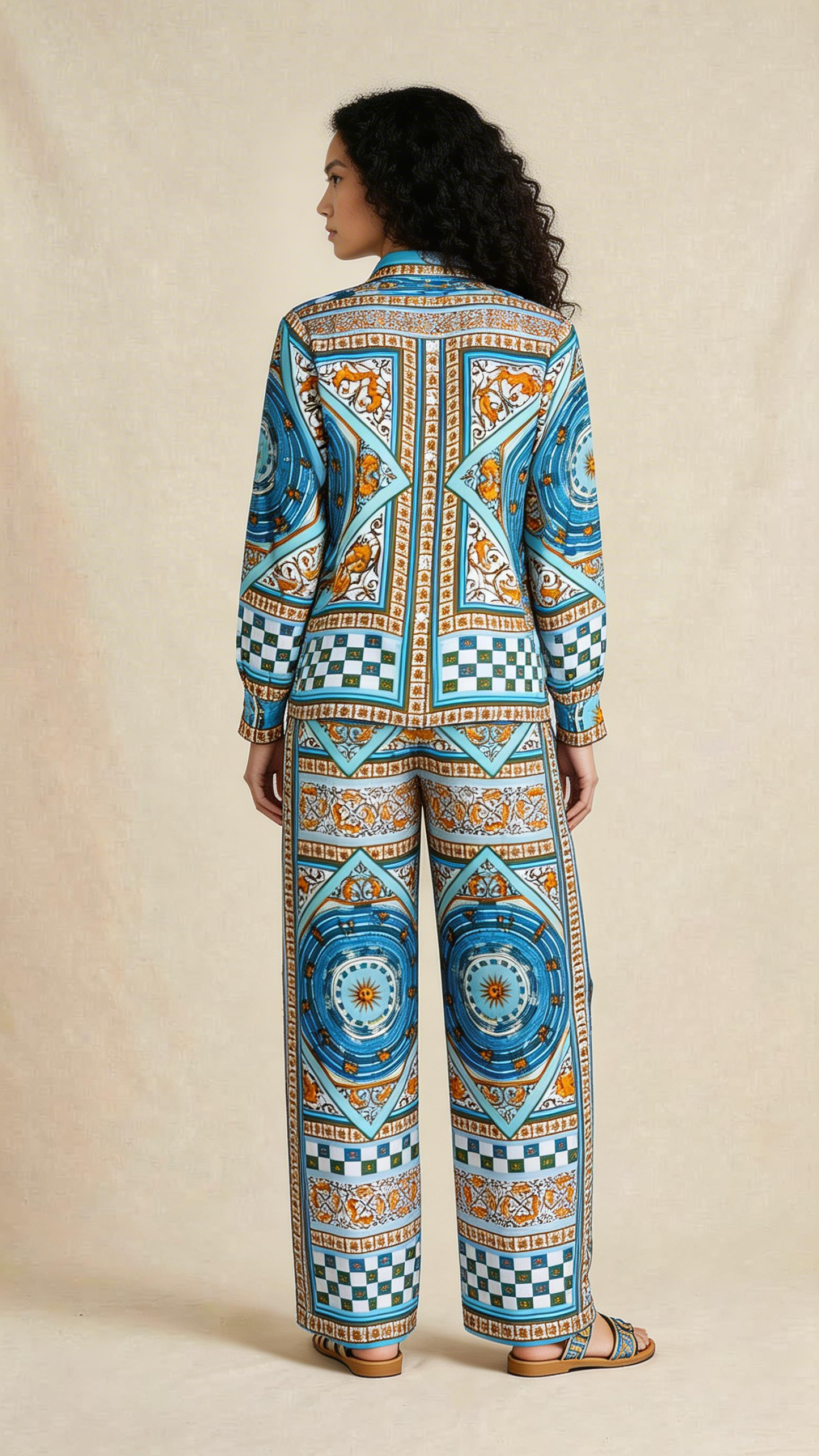 Turquoise Geometric Baroque Co-ord Set