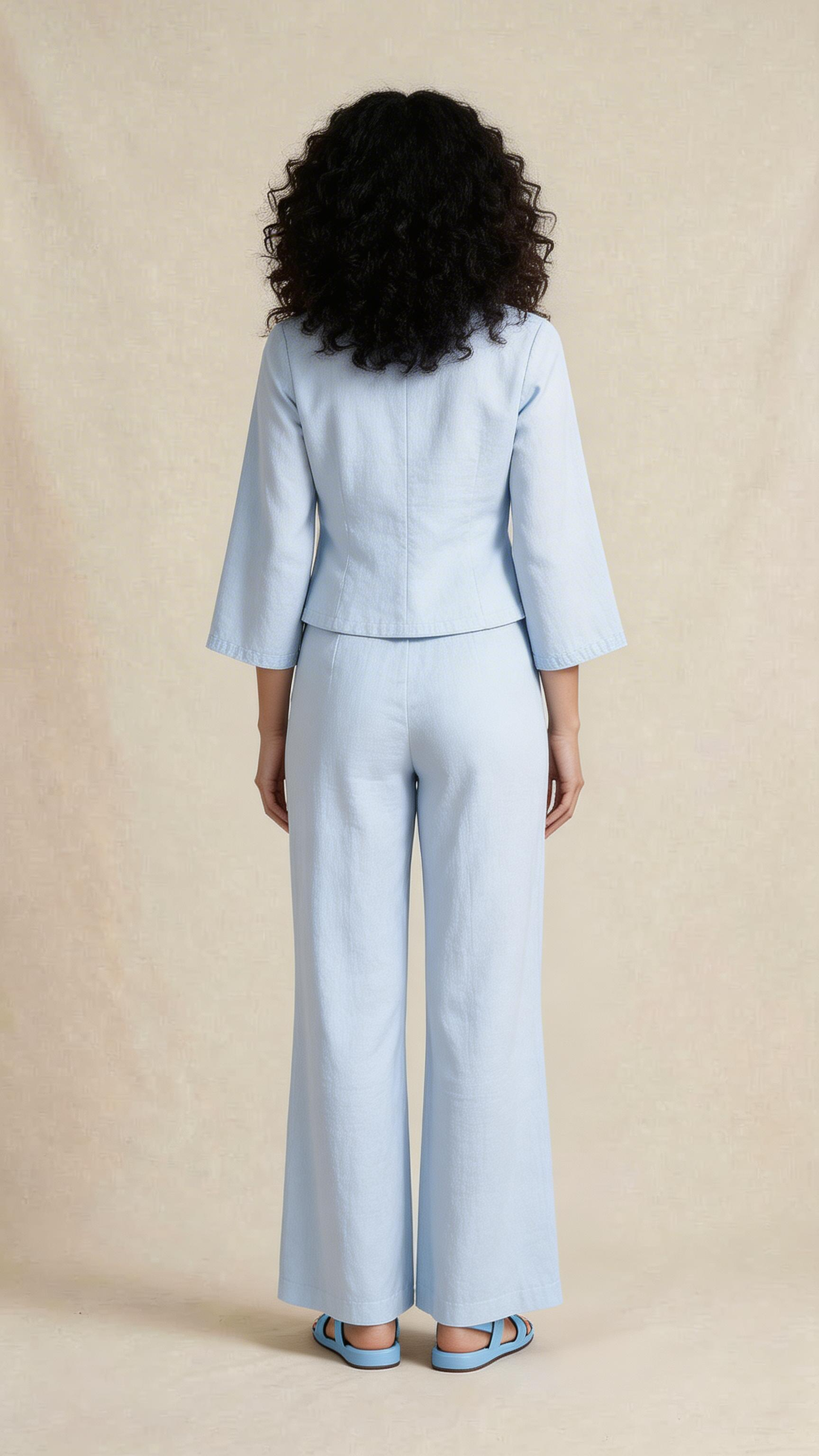 Powder Blue Floral Embroidered Co-ord Set