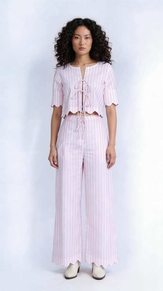 Pink Stripe Scallop Co-ord Set