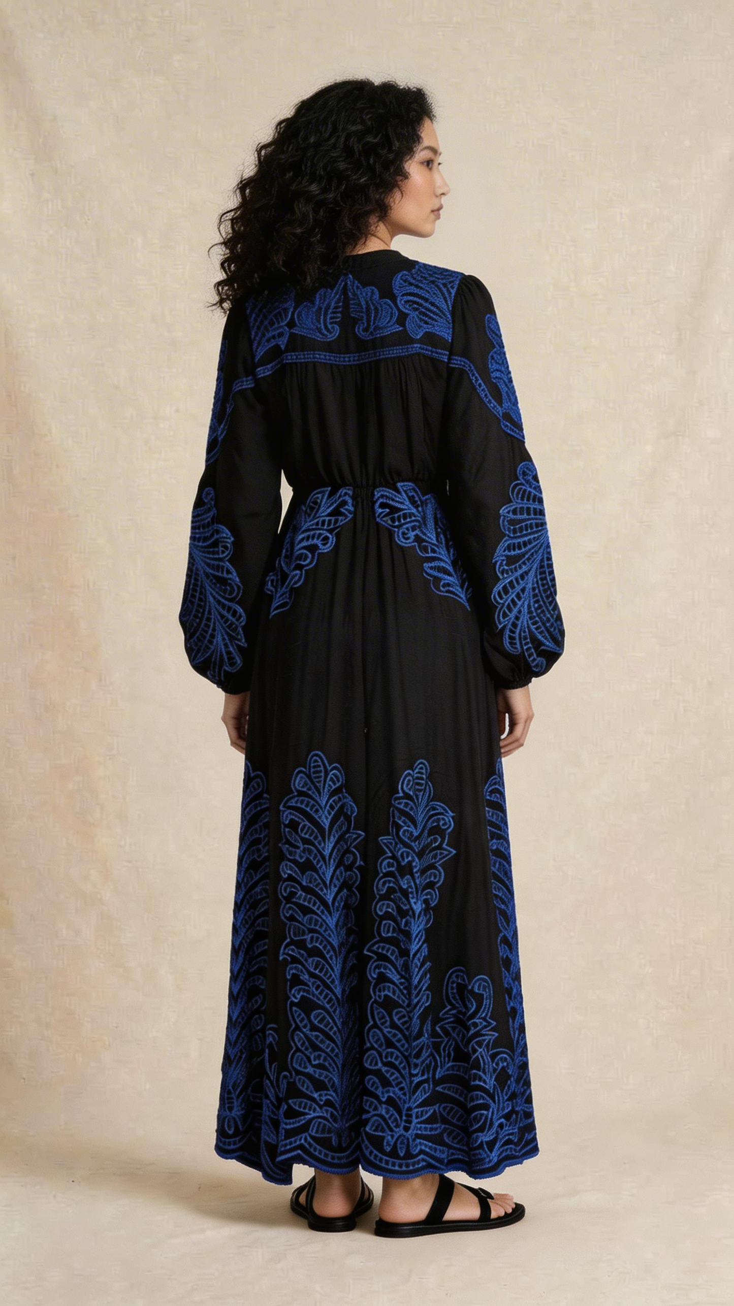 Nocturnal Blue Embroidered Maxi Dress