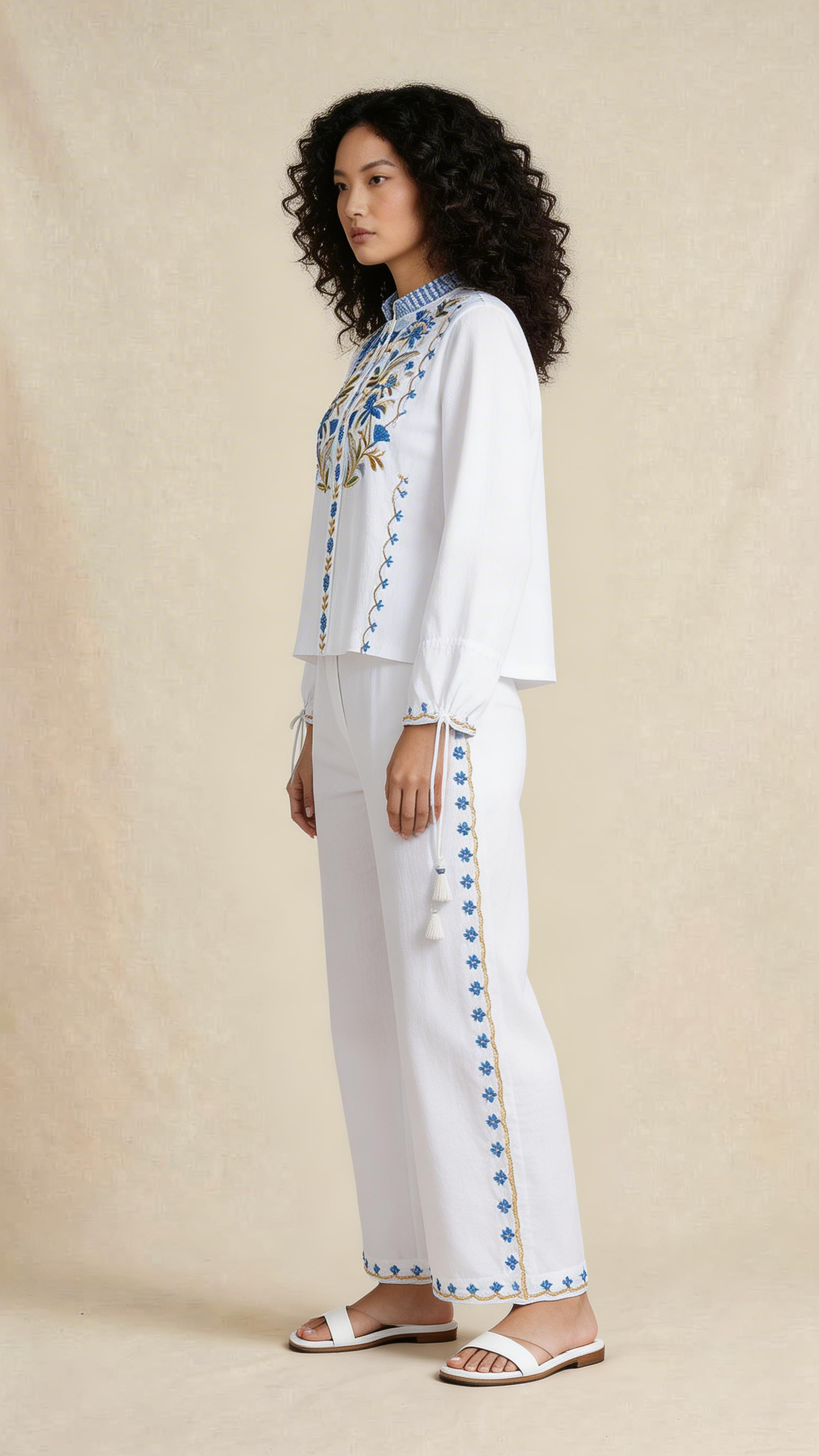 White Floral Embroidered Co-ord Set