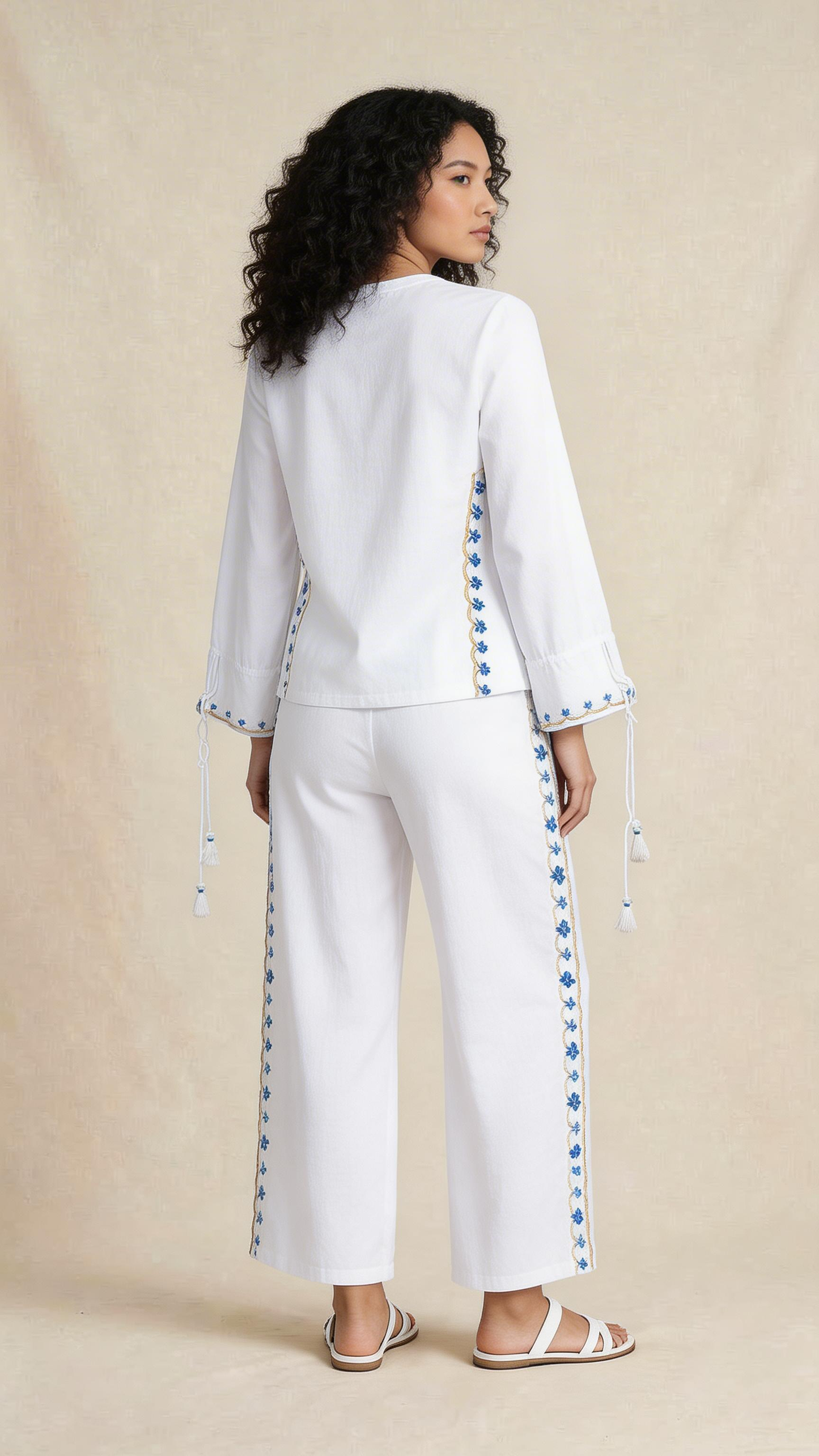 White Floral Embroidered Co-ord Set