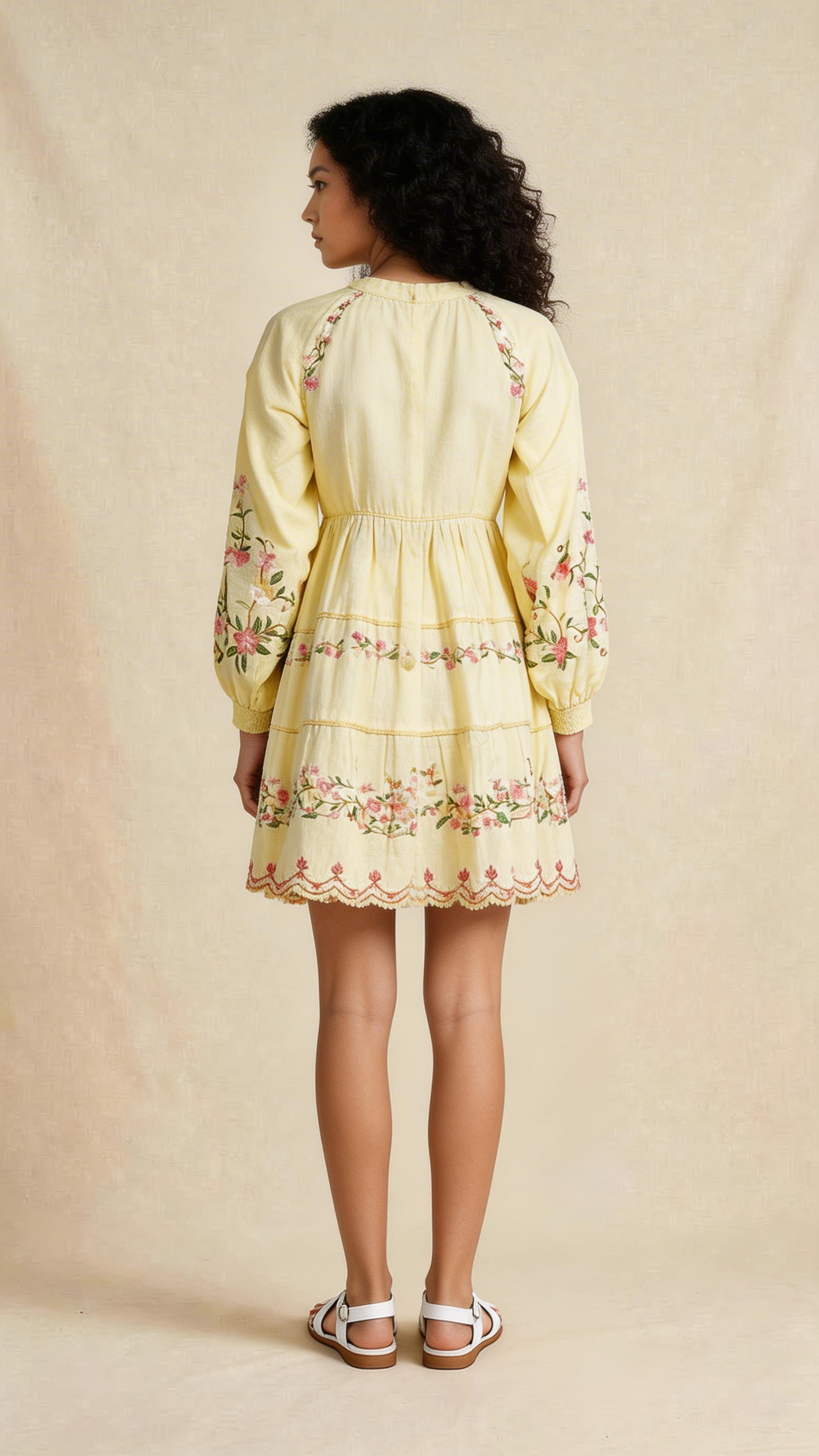 Buttercream Floral Tiered Mini Dress