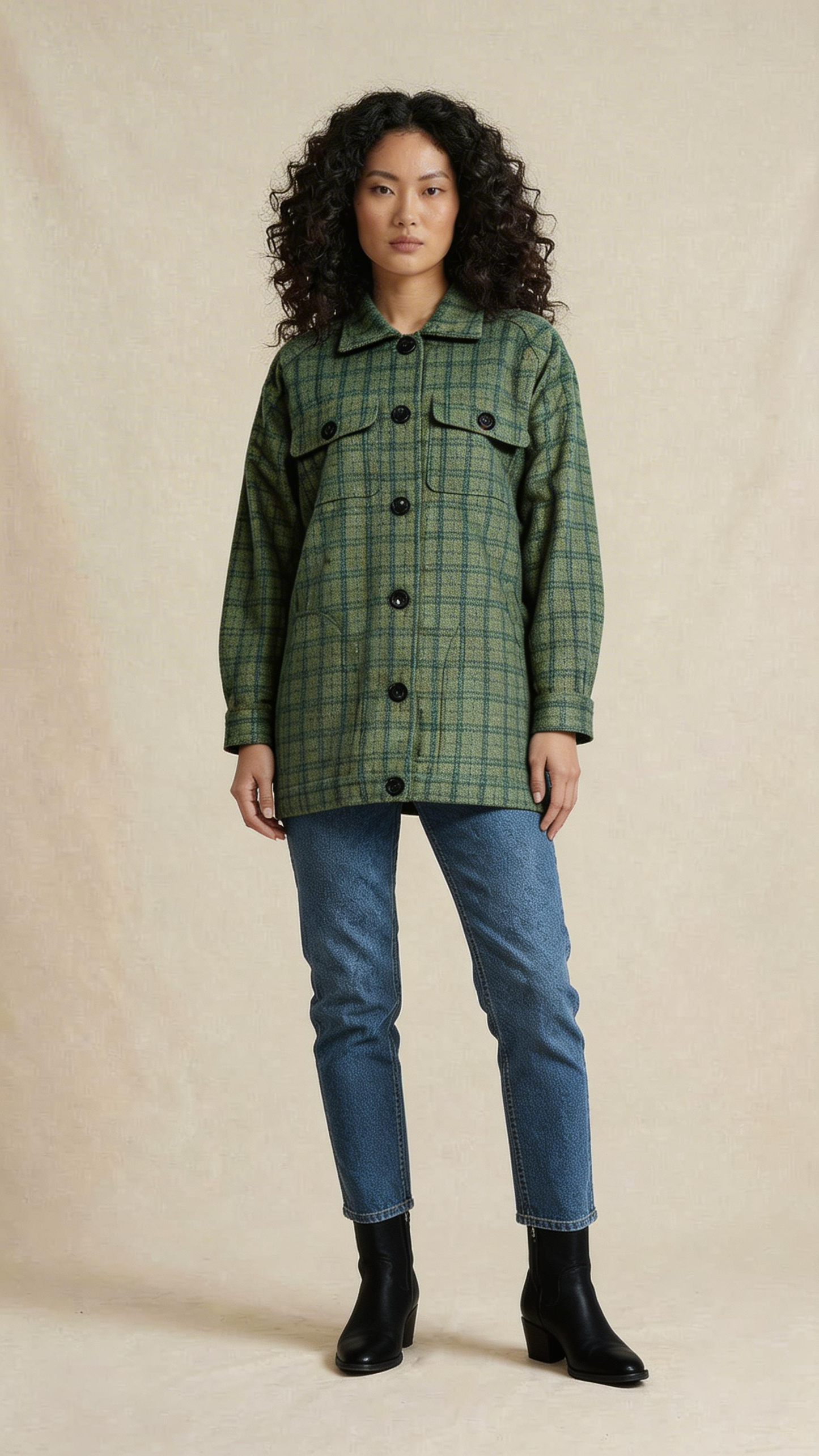 Green Plaid Utility Jacket