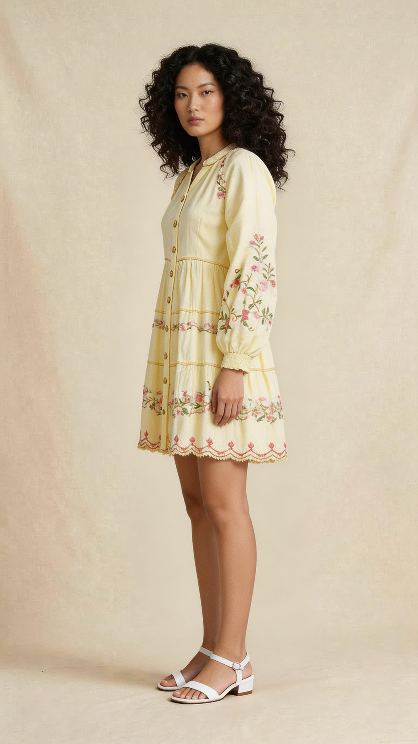 Buttercream Floral Tiered Mini Dress
