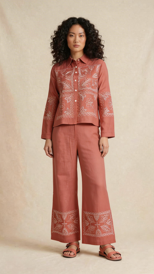 Terracotta Embroidered Co-ord Set