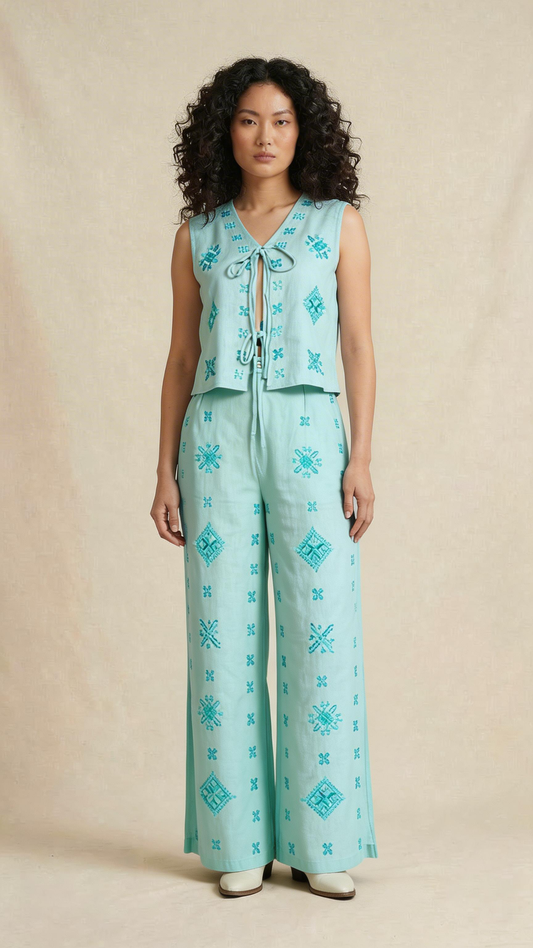 Mint Green Embroidered Co-Ord Set