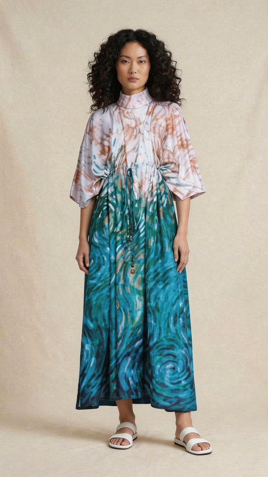 Abstract Ombre Maxi Dress